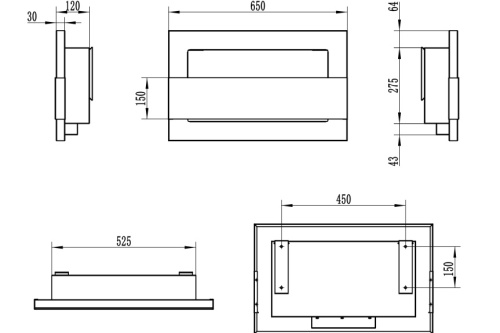 Hangende bio-ethanolhaard met glas 650x400 bruin biokominek_650x400_czarny_strukturalny_z_szyba_wymiary_963402719