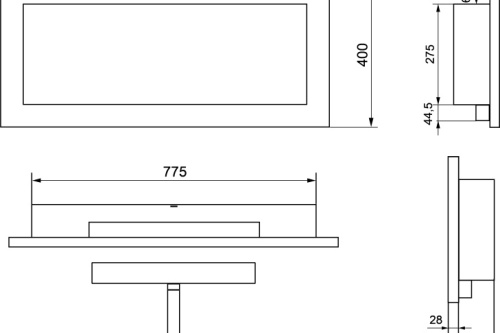 Hangende bio-ethanolhaard 900x400 – zwart gestructureerd biokominek_900x400_czarny_strukturalny_wymiary