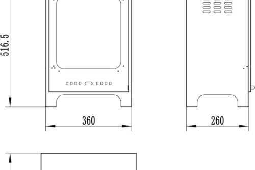 Vrijstaande bio-ethanolhaard met glas Kozen mini zwart mat biokominek_koza_mini_czarny_mat_z_szyba_wymiary