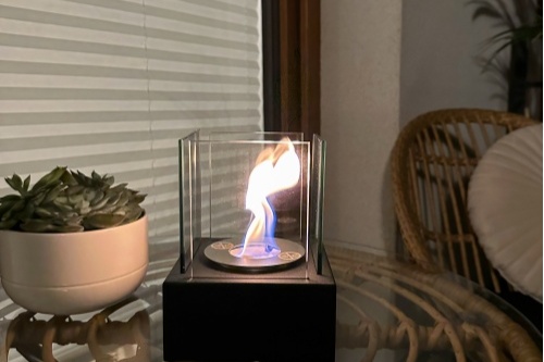 Smart zwart gestructureerd mat biokominek_smart_czarny__aranzacja_03