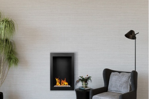 Hangende bio-ethanolhaard Vertical – zwart gestructureerd mat biokominek_vertical_aranzacja_02