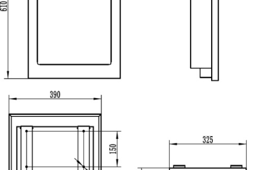 Hangende bio-ethanolhaard Vertical – zwart gestructureerd mat biokominek_vertical_wymiary