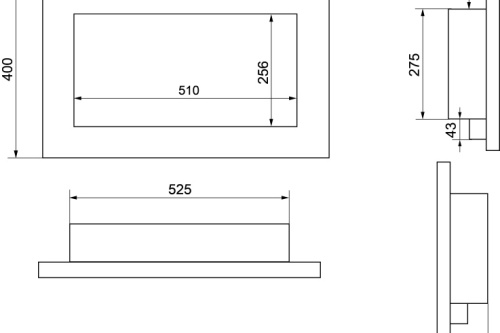 Hangende bio-ethanolhaard 650x400 – zwart gestructureerd mat biokominek_wiszacy_650x400_czarny_strukturalny_wymiary