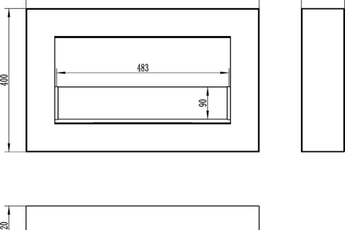 Hangende bio-ethanolhaard met glas 650x400 Box – zwart gestructureerd mat biokominek_wiszacy_box_650x400_z_szyba_wymiary_