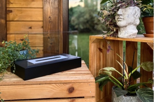 Vrijstaande bio-ethanolhaard Glow – zwart gestructureerd mat biokominek_wolnostojacy_glow_aranzacja_05