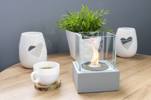 Smart Grijs gestructureerd mat biokominek_wolnostojacy_z_szybami_smart_szary_aranzacja