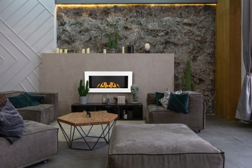 Hangende bio-ethanolhaard 900x400 BOX – witte gestructureerd mat biokominekbox_wiszacy_900x400_bialy_aranzacja_02